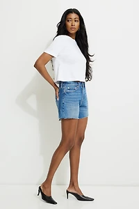 Short en denim décontracté à taille mi-haute Miles