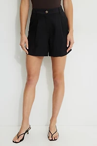 Pleated Mid-Thigh Shorts