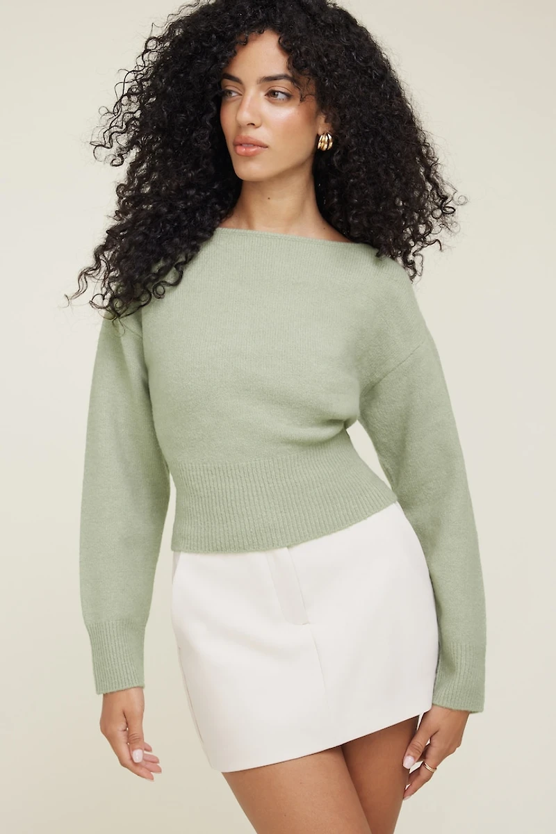 Juliet Cinched Boat Neck Sweater