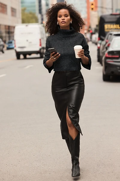 Jupe midi en faux cuir Danbi