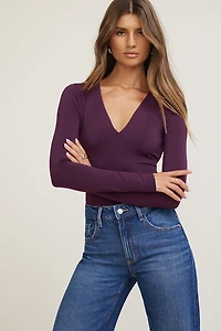 Justaucorps sculptant à col plongeant profond