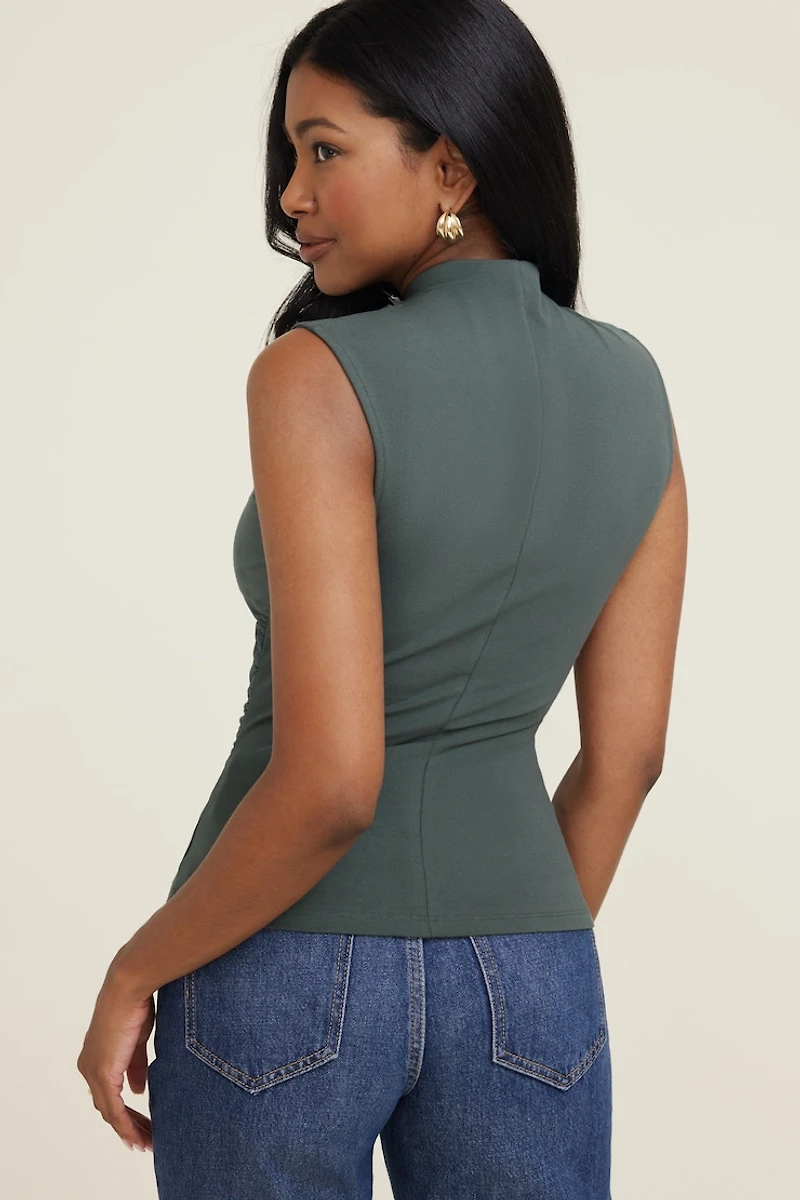 Shirred Mini Mock Cotton Spandex Top