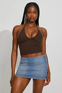 Low Rise Bodycon Denim Skort