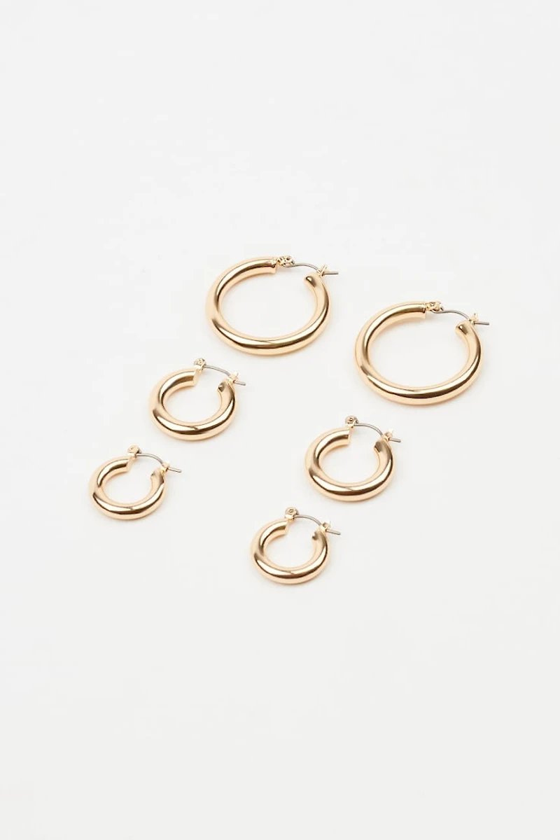 3 Pack Hoop Earrings