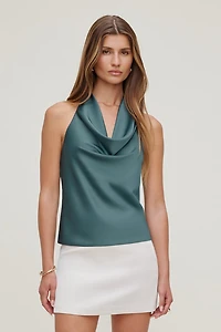 Camila Satin Cowl Halter Neck Blouse