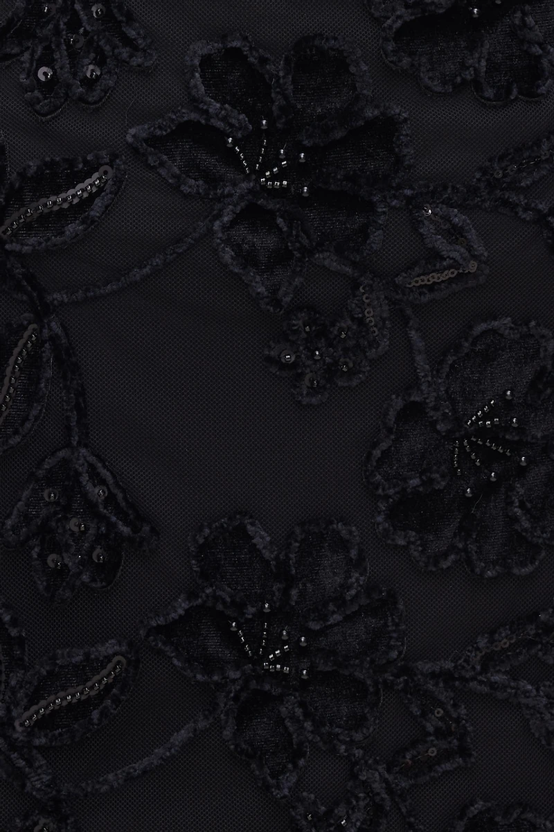 Floral Appliqué Mini Skirt