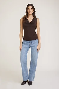 Draped Cowl Neck Jersey Tank Top