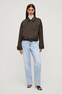 Twill Asymmetric Button Up Jacket