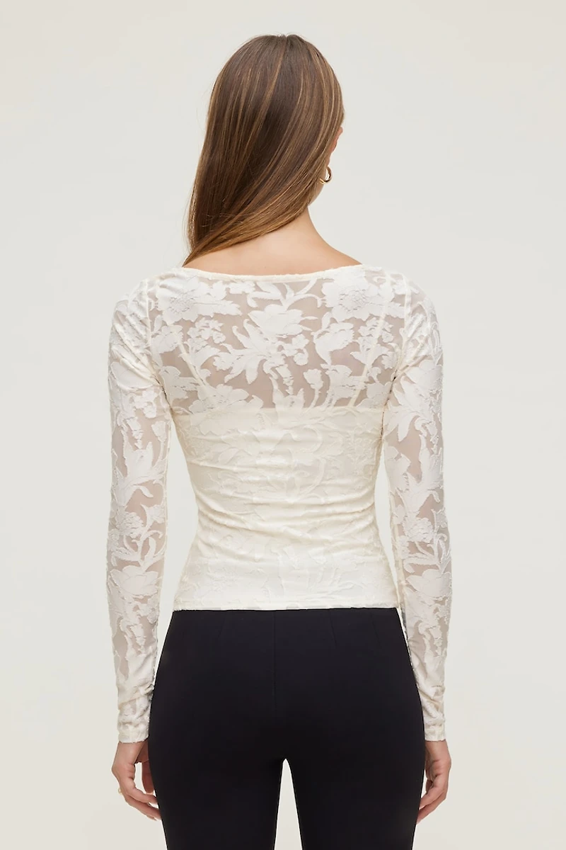 Nola Jacquard Long Sleeve Top