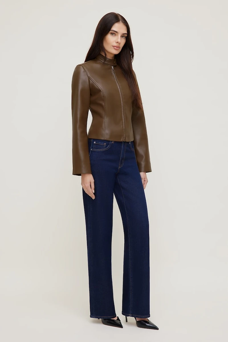 Slim Fit Faux Leather Moto Jacket