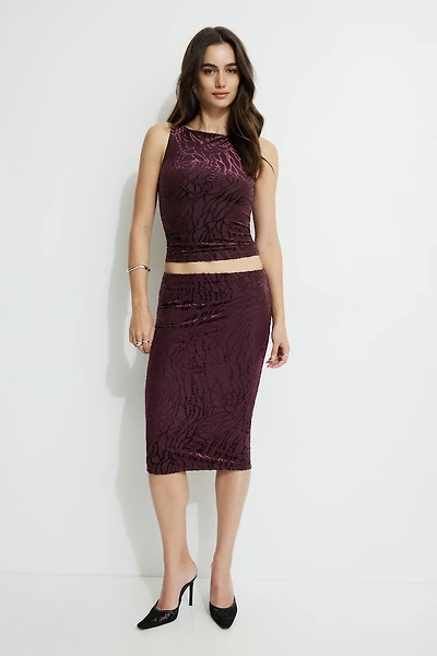 Jupe midi Alana à effet usé