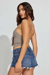Short décontracté en denim à taille ultrabasse