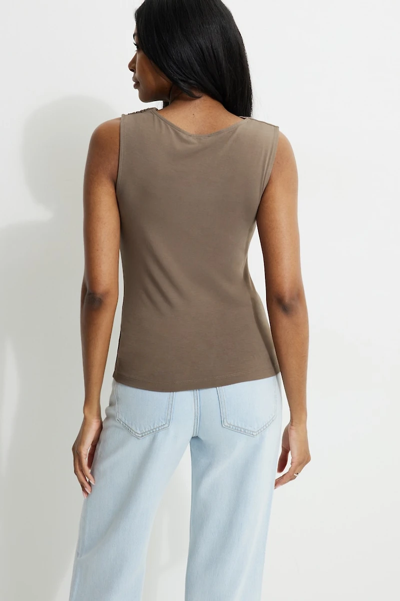 Draped Jersey Tank Top