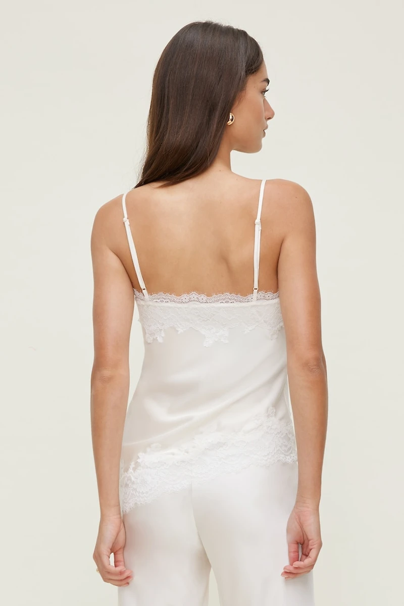 Cassie Asymmetric Lace Satin Cami
