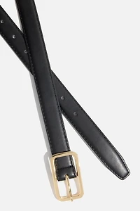Rounded Rectangle Slim Faux Leather Belt
