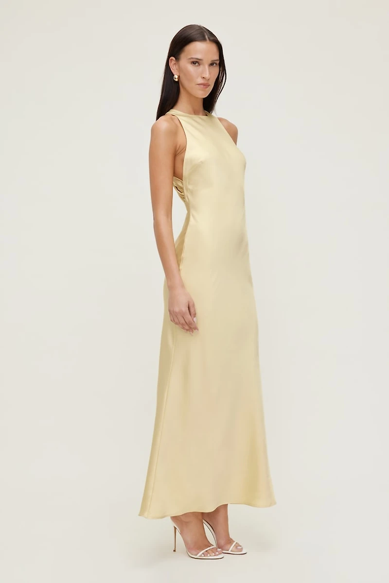 Twist Back Satin Maxi Dress