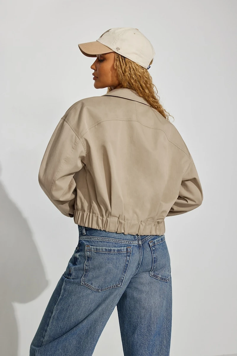 Crop Twill Bomber Jacket