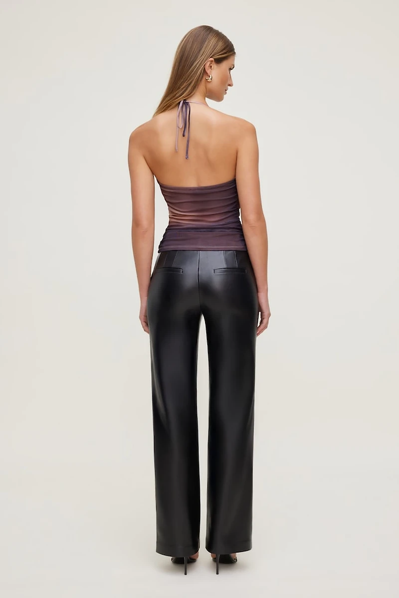 Bare Cowl Neck Mesh Printed Top