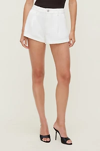 Eliana Pleated High Rise Denim Shorts