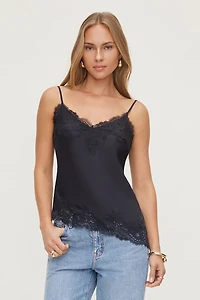 Cassie Asymmetric Lace Satin Cami