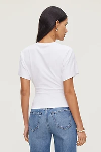 Andrea Shirred Cotton Spandex T Shirt