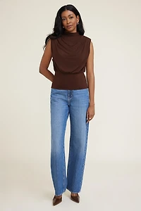 Mockneck Top With Shoulder Pads