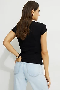 Olive Ribbed Crewneck T Shirt