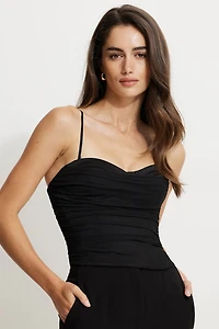 Draped Mesh Corset Top