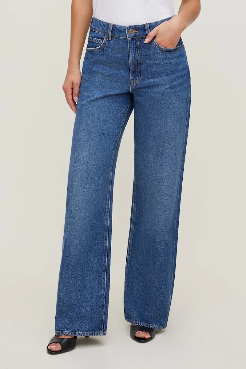 Jean Heidi à taille haute et jambe large