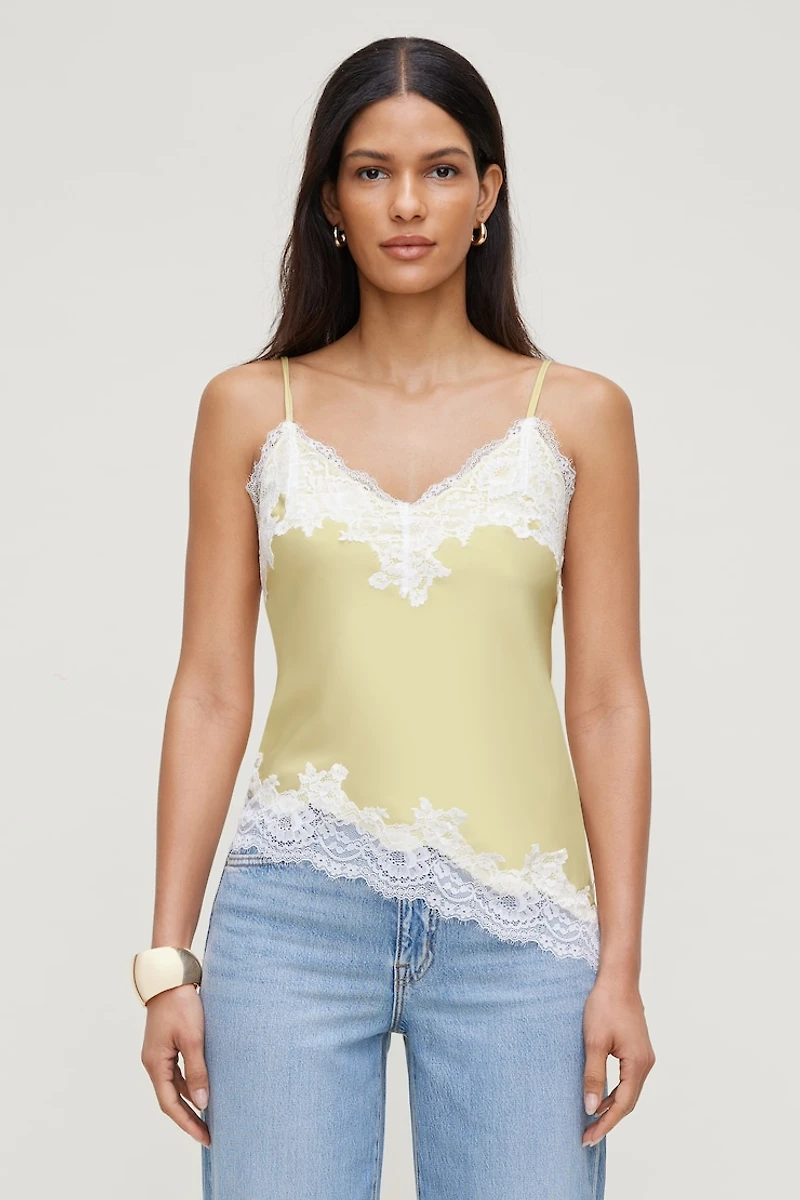 Cassie Asymmetric Lace Satin Cami
