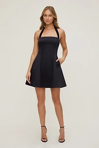 Amaya Satin Halter Mini Dress