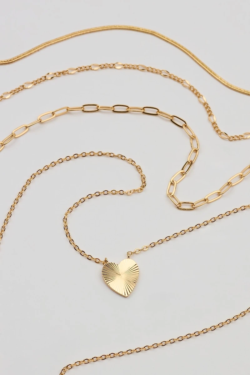 Set of 4 Heart & Chain Necklaces