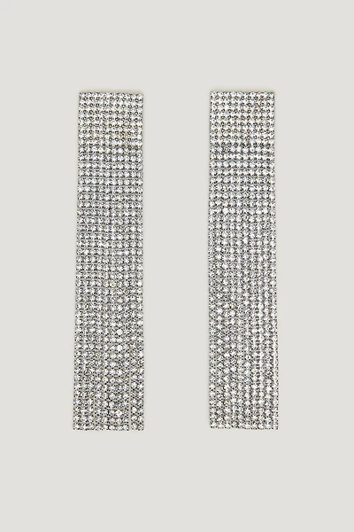 Square Rhinestone Fringe Earrings