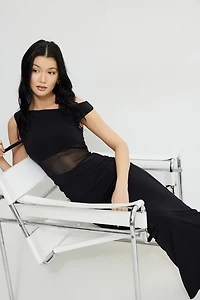 Robe maxi diaphane sculptante