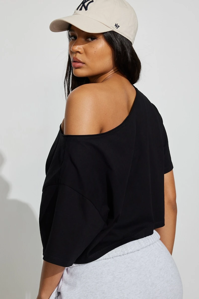 Off Shoulder Cropped T-Shirt