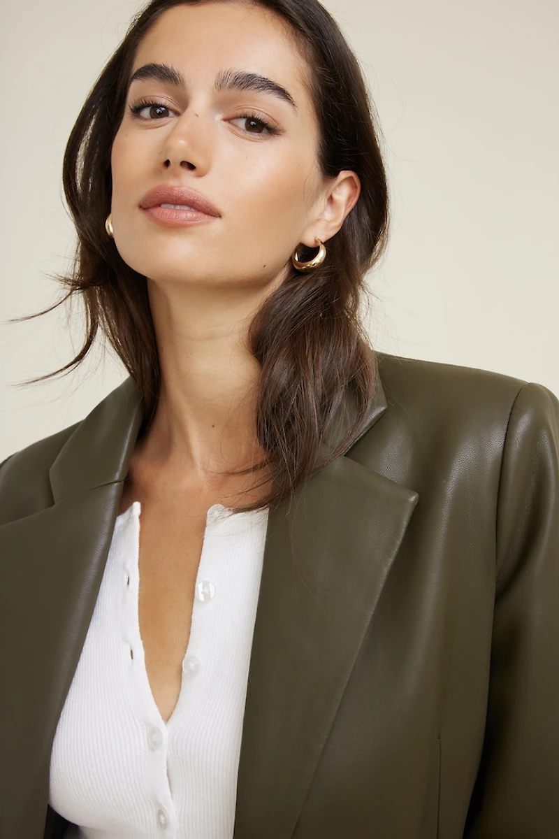 Oversized Faux Leather Blazer