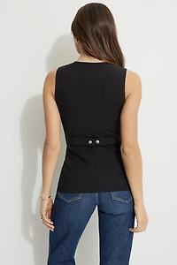 Veste sans manches ouverte à col rond