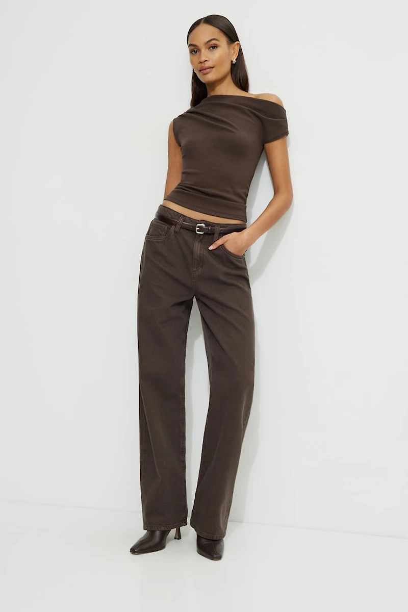 Off Shoulder Draped Jersey Top