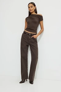 Off Shoulder Draped Jersey Top