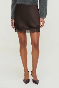 Lace Satin Mini Skirt