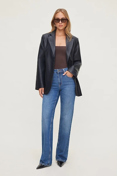 Oversized Faux Leather Blazer