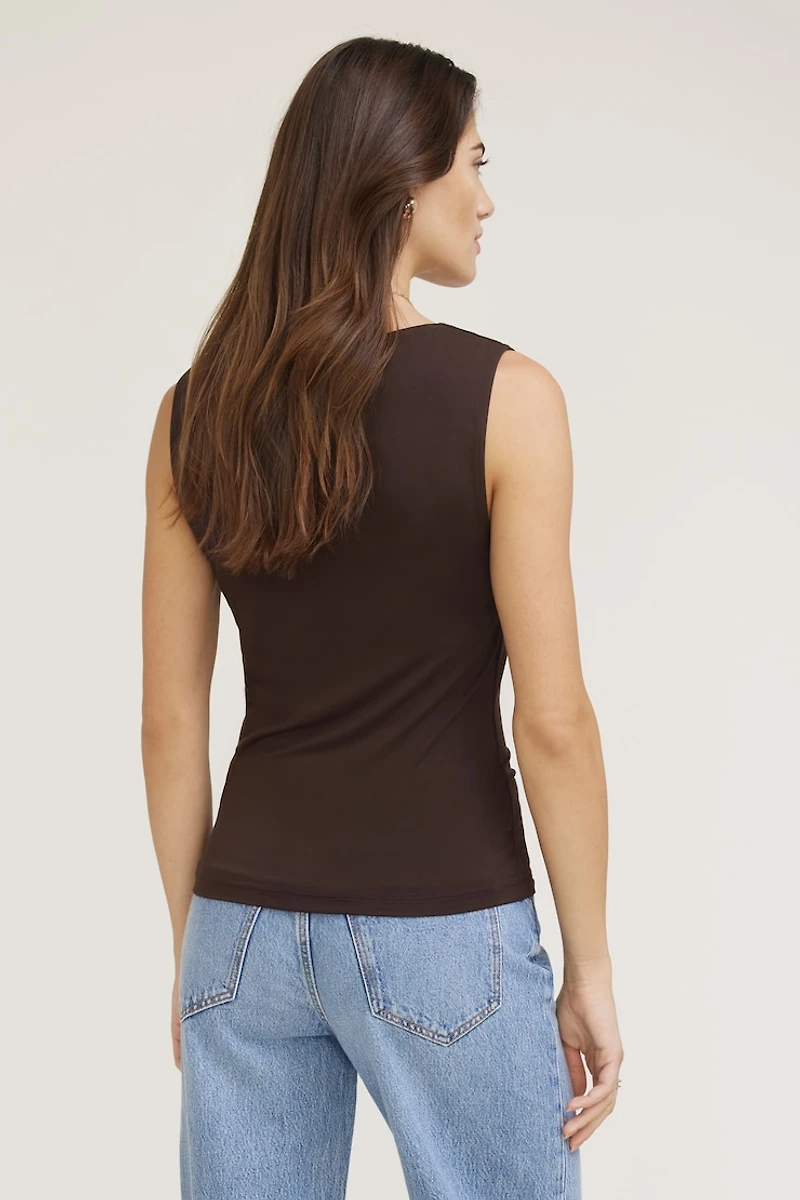 Draped Cowl Neck Jersey Tank Top