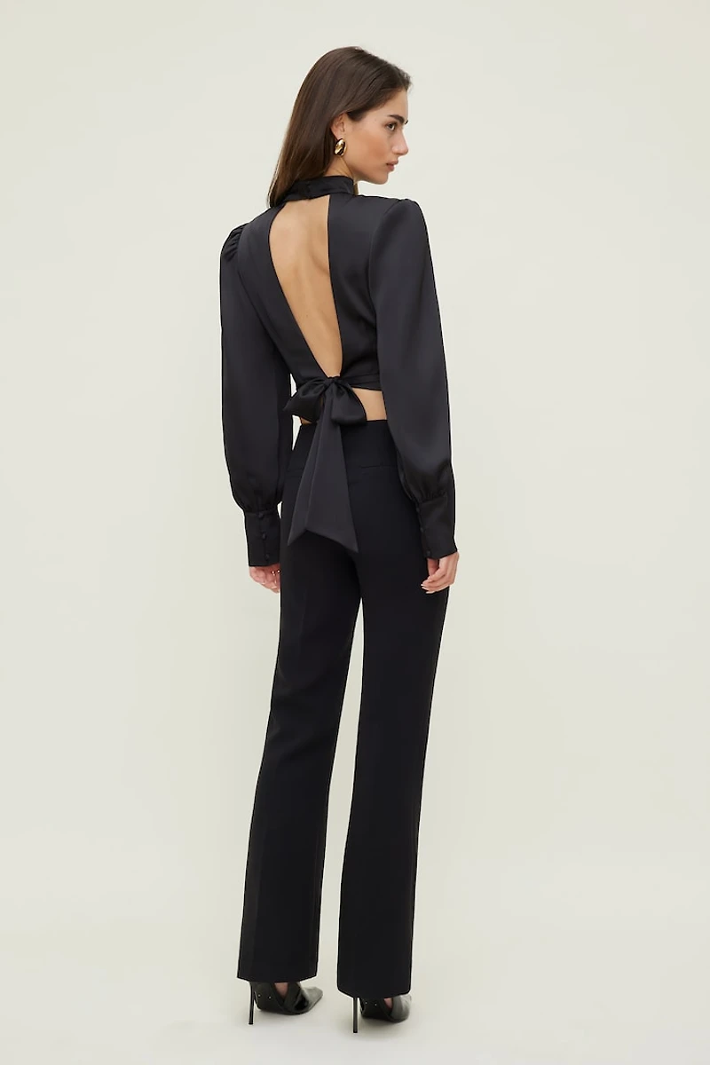 Open Back Satin Blouse