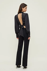 Open Back Satin Blouse