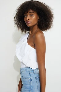 Single Shoulder Puff Sleeve Bodysuit