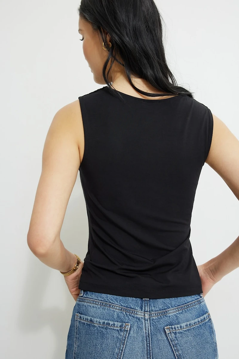 Draped Jersey Tank Top