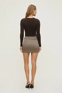 Draped Satin Mini Skirt