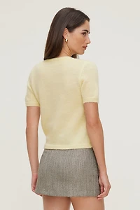 Cardigan à manches courtes en mohair de qualité supérieure