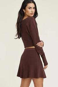 A Line Rib Knit Mini Skirt