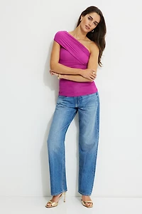 Ruched Single Shoulder Top